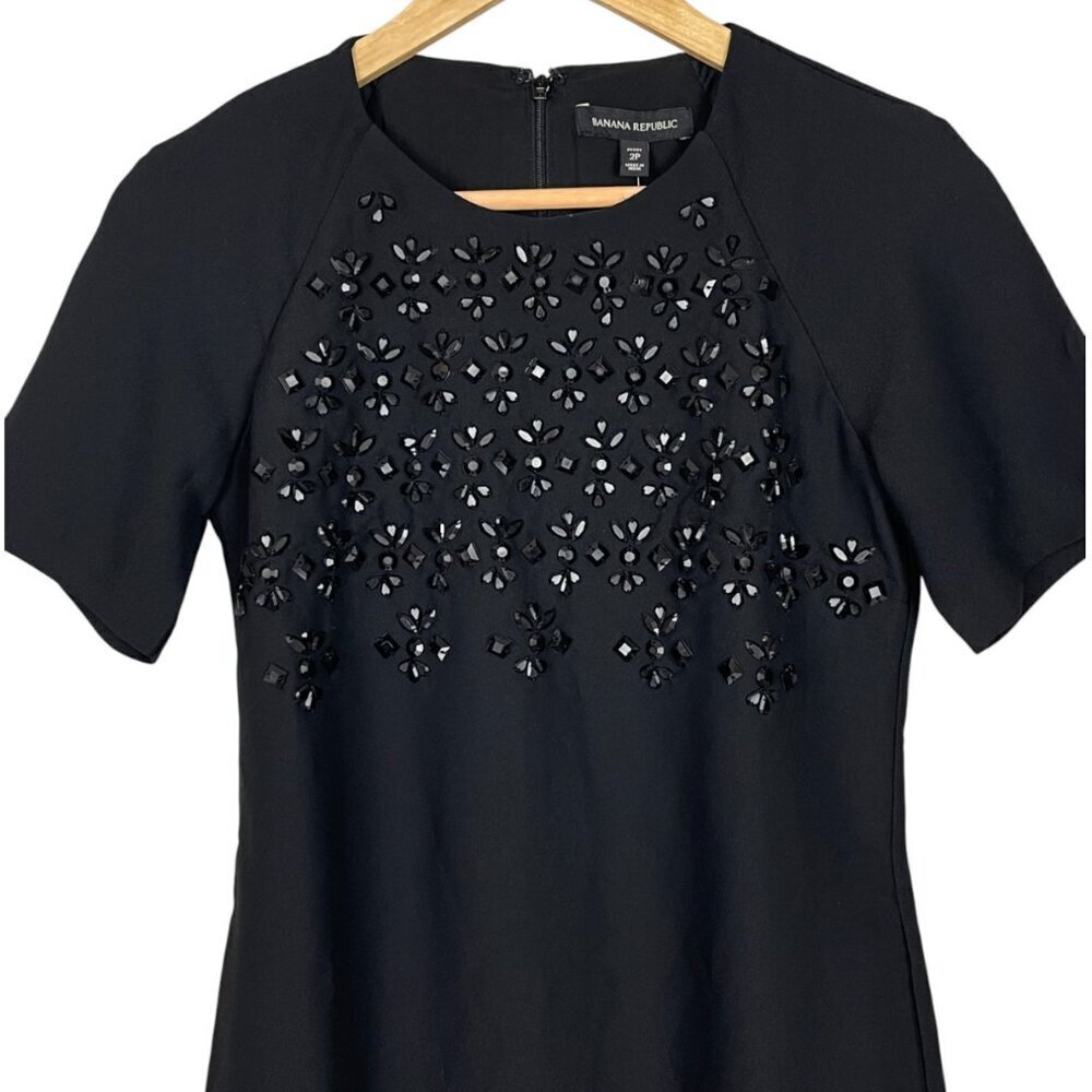 BANANA REPUBLIC NWT BEAD EMBELLISHED BLACK MINI DRESS - Picture 4 of 8